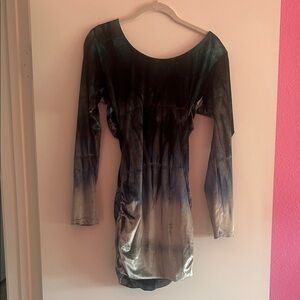 Elegant Ombre Sky mini dress velvet, metal cross cross straps